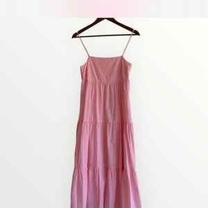 Zara Pink Tiered Maxi Dress with Spaghetti Straps